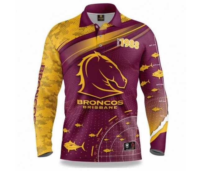 Brisbane Broncos 2022 Mens Fishfinder Fishing Shirt