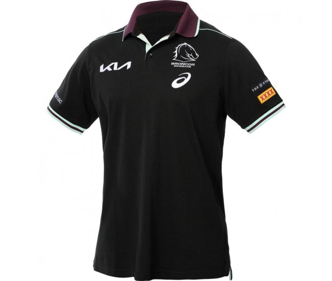 Brisbane Broncos 2025 Mens Black Training Polo
