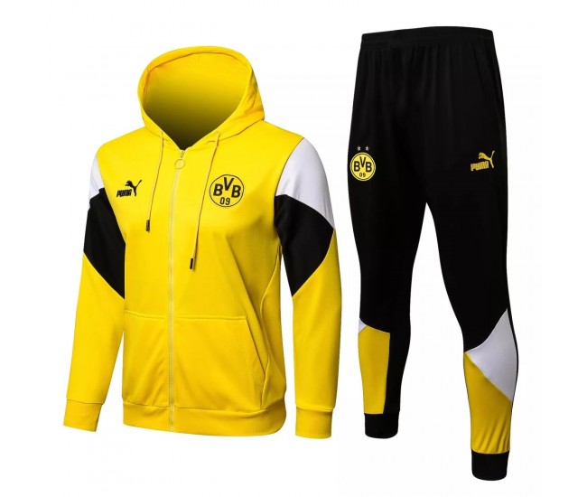 BVB Borussia Dortmund Yellow Hooded Presentation Football Tracksuit 2021-22 BVB Borussia Dortmund Yellow Hooded Presentation Football Tracksuit 2021-22