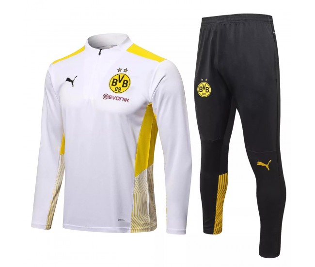 BVB Borussia Dortmund White Training Technical Football Tracksuit 2021-22 BVB Borussia Dortmund White Training Technical Football Tracksuit 2021-22
