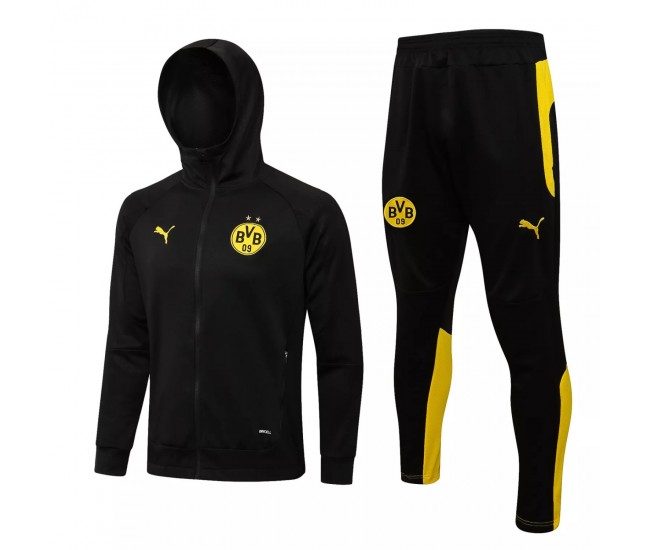 BVB Borussia Dortmund Black Hooded Presentation Football Tracksuit 2021-22 BVB Borussia Dortmund Black Hooded Presentation Football Tracksuit 2021-22