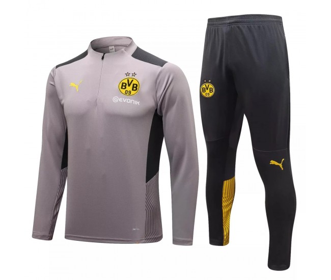 BVB Borussia Dortmund Grey Training Technical Football Tracksuit 2021-22 BVB Borussia Dortmund Grey Training Technical Football Tracksuit 2021-22