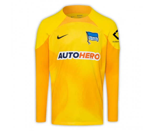 Hertha BSC Mens Yellow Goalkeeper Jersey 2022-23