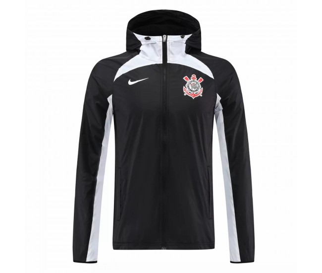 Corinthians Mens Black Windrunner Football Jacket 2022-23