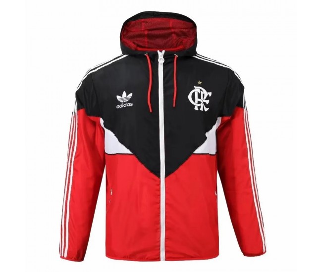 Flamengo Mens Windrunner Full Zip Hooded Jacket Red 23-24