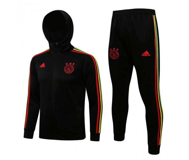 Ajax Amsterdam Black Hooded Presentation Football Tracksuit 2021-22