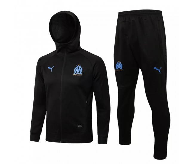 Olympique Marseille Black Hooded Presentation Football Tracksuit 2021-22 Olympique Marseille Black Hooded Presentation Football Tracksuit 2021-22