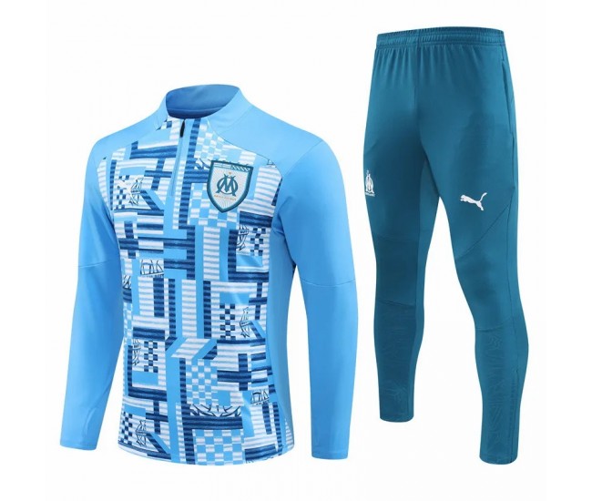 Olympique Marseille Mens Blue Training Technical Football Tracksuit 2024-25