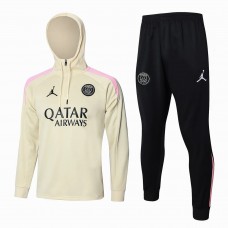 PSG Jordan Mens Beige Training Hooded Technical Football Tracksuit 2024-25