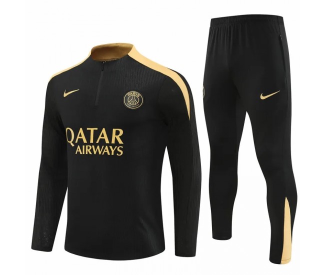 PSG Mens Black Training Technical Football Tracksuit 2024-25