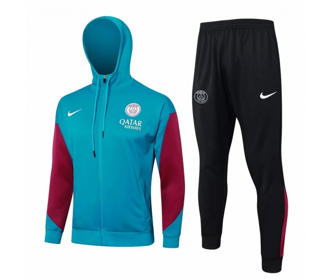 PSG Mens Blue Training Hooded Presentation Football Tracksuit 2024-25