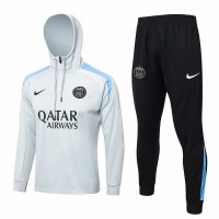 PSG Mens White Training Hooded Technical Football Tracksuit 2024-25