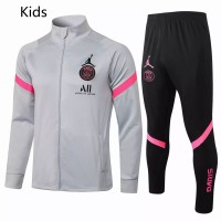 PSG X Jordan Light Grey Training Soccer Tracksuit Kids 2021 2022