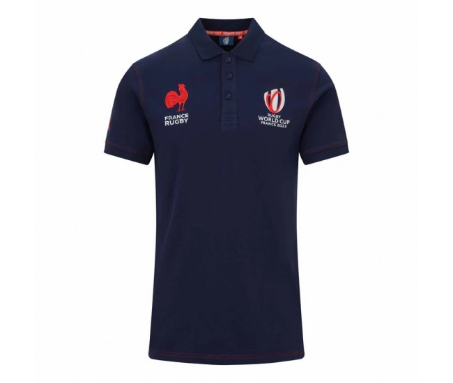 France Rugby Rwc 2023 Mens Cotton Navy Polo