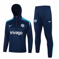 Chelsea Mens Navy Training Hooded Technical Football Tracksuit 24-25
