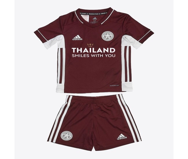 Leicester City Maroon Away Kids Kit 2020 2021