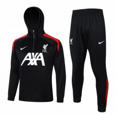 Liverpool FC Mens Black Training Hooded Technical Football Tracksuit 24-25