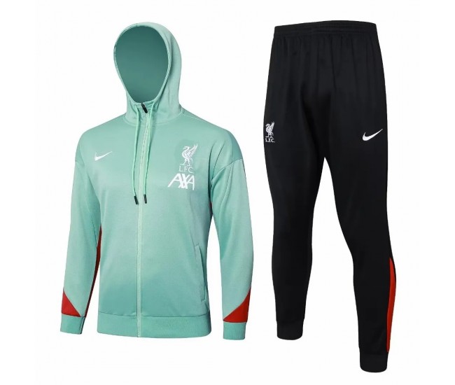 Liverpool FC Mens Green Training Hooded Presentation Football Tracksuit 24-25