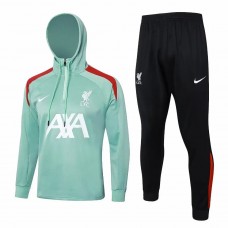 Liverpool FC Mens Green Training Hooded Technical Football Tracksuit 24-25