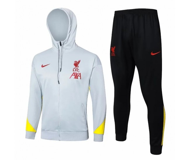 Liverpool FC Mens White Training Hooded Presentation Football Tracksuit 24-25 Liverpool FC Mens White Training Hooded Presentation Football Tracksuit 24-25