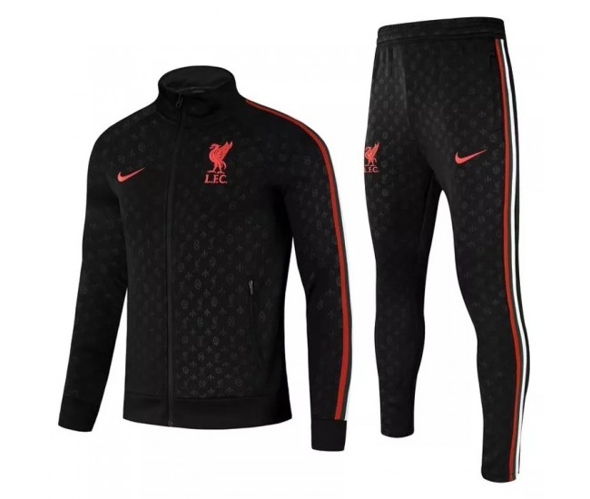 Liverpool FC Black Training Presentation Football Tracksuit 2021-22