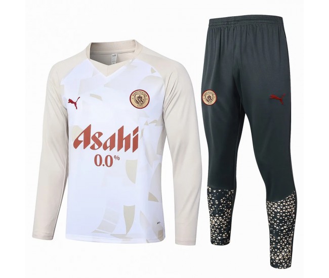 Manchester City FC Mens White Training Technical Football Tracksuit 24-25