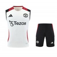 Manchester United Adult Off White Training Sleeveless Football Kit 2024-25