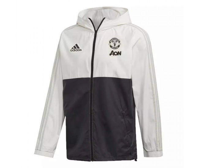 Manchester United All Weather Windrunner Jacket White Black 2020 2021 Manchester United All Weather Windrunner Jacket White Black 2020 2021
