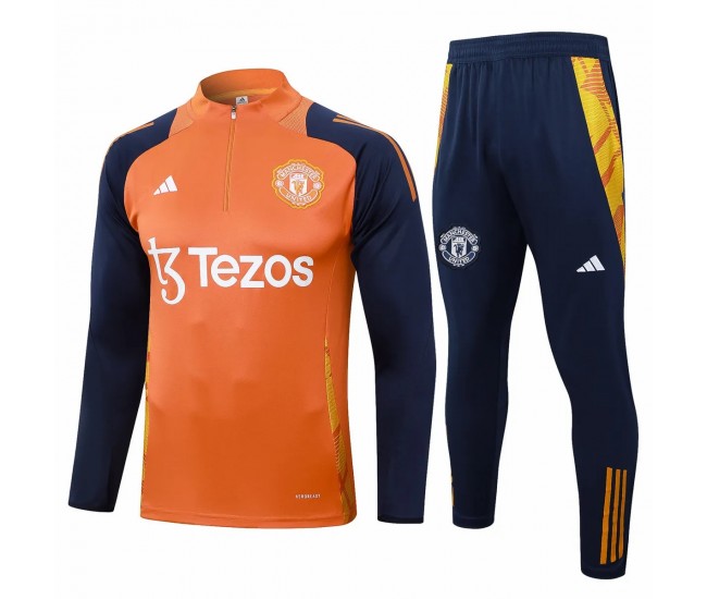 Manchester United FC Mens Orange Training Technical Football Tracksuit 24-25 Manchester United FC Mens Orange Training Technical Football Tracksuit 24-25