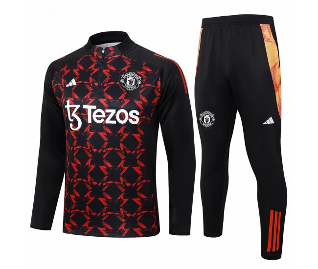 Manchester United FC Mens Black Training Technical Football Tracksuit 24-25 Manchester United FC Mens Black Training Technical Football Tracksuit 24-25