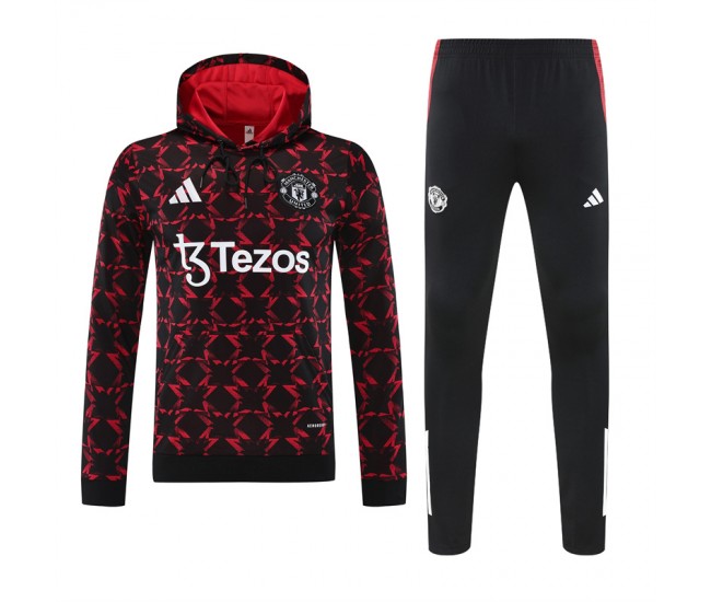 Manchester United FC Men's Pre Match Training Hooded Sweat Football Tracksuit 2024-25 Manchester United FC Men's Pre Match Training Hooded Sweat Football Tracksuit 2024-25