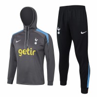 Tottenham Hotspur Mens Grey Training Hooded Technical Football Tracksuit 24-25