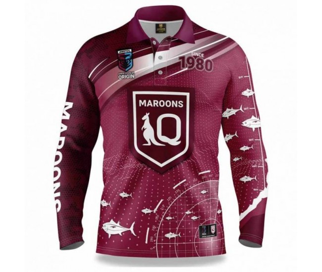 QLD Maroons 2022 Mens Fishfinder Fishing Shirt