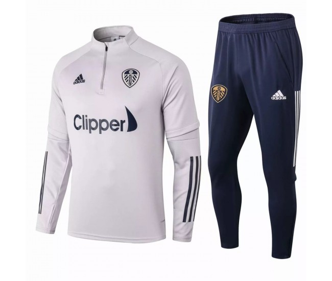 Leeds United Technical Training Soccer Tracksuit Grey 2020 2021