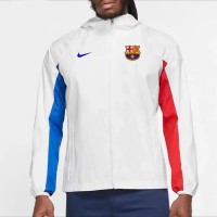 FC Barcelona Mens AWF Raglan Hoodie Jacket White 23-24