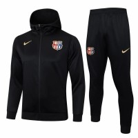 FC Barcelona Mens Black Hooded Presentation Football Tracksuit 2024-25