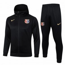 FC Barcelona Mens Black Hooded Presentation Football Tracksuit 2024-25