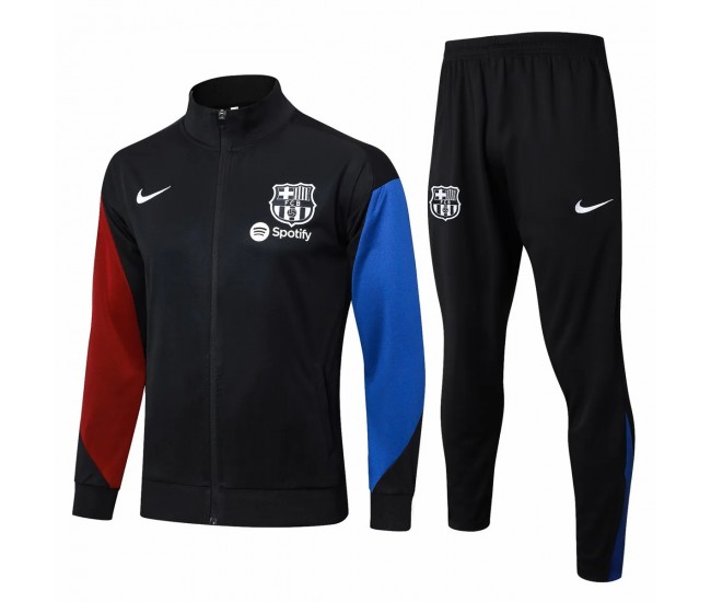 FC Barcelona Mens Black Training Presentation Football Tracksuit 2024-25