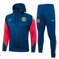 FC Barcelona Mens Navy Hooded Presentation Football Tracksuit 2024-25