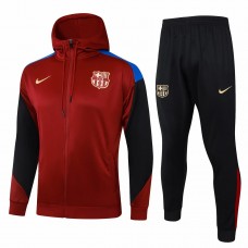 FC Barcelona Mens Red Hooded Presentation Football Tracksuit 2024-25