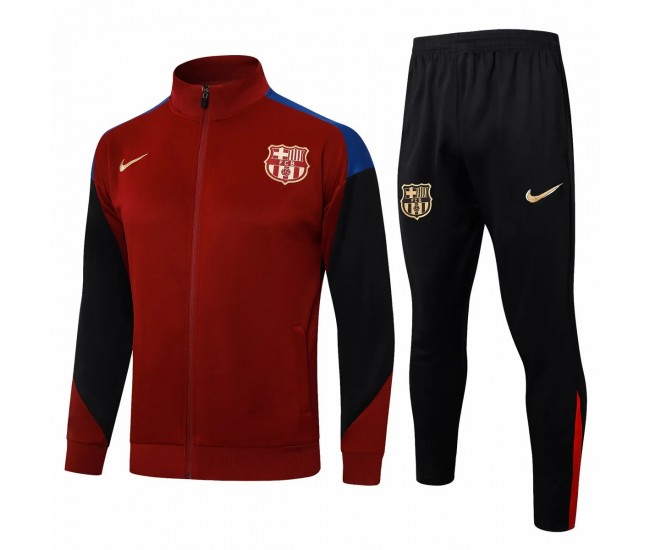 FC Barcelona Mens Red Training Presentation Football Tracksuit 2024-25