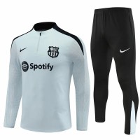 FC Barcelona Mens White Training Technical Football Tracksuit 2024-25