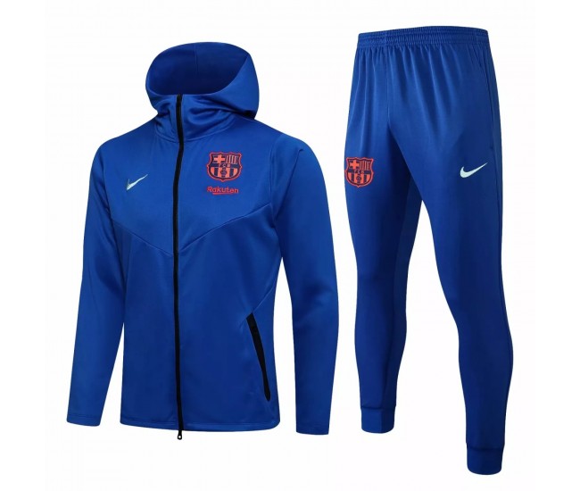 FC Barcelona Soccer Hooded Presentation Tracksuit Blue 2021