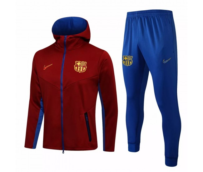 FC Barcelona Soccer Hooded Presentation Tracksuit Red 2021