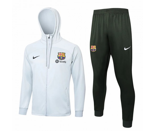 FC Barcelona Beige Hooded Presentation Football Tracksuit 23-24