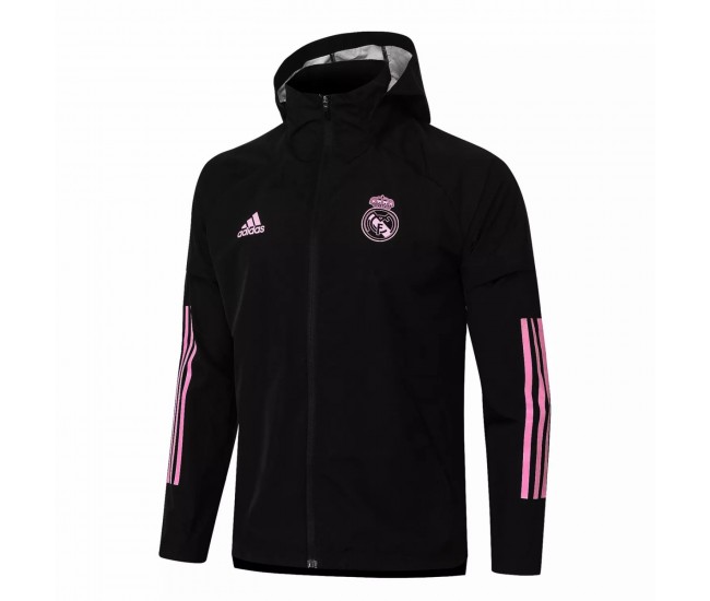 Real Madrid All Weather Windrunner Jacket Black Pink 2020 2021
