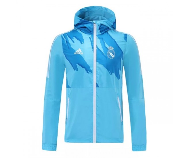 Real Madrid Mens All Weather Hoodie Jacket Blue 2021