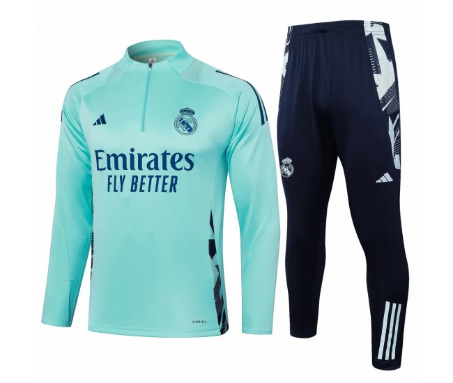 Real Madrid Mens Green Training Technical Football Tracksuit 2024-25