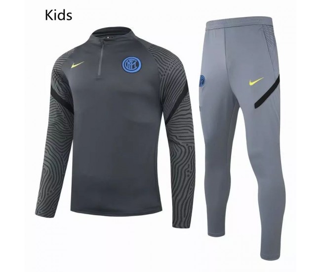 Inter Milan Soccer Training Technical Tracksuit Deep Grey Kids 2021