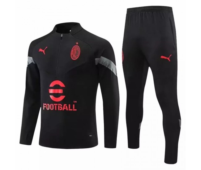 AC Milan Black Training Technical Football Tracksuit 2022-23